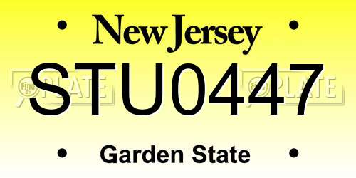 STU0447 New Jersey License Plate