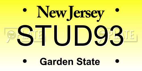 STUD93 New Jersey License Plate