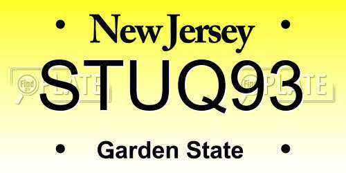 STUQ93 New Jersey License Plate