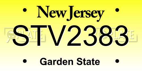 STV2383 New Jersey License Plate