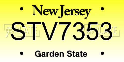 STV7353 New Jersey License Plate