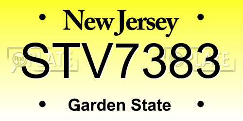 STV7383 New Jersey License Plate