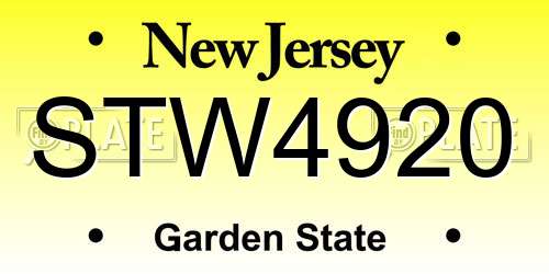 STW4920 New Jersey License Plate