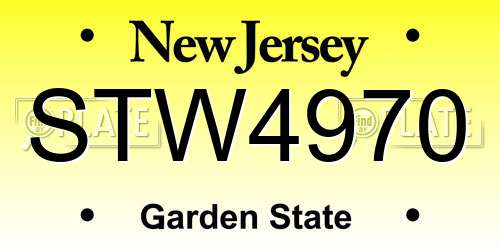 STW4970 New Jersey License Plate