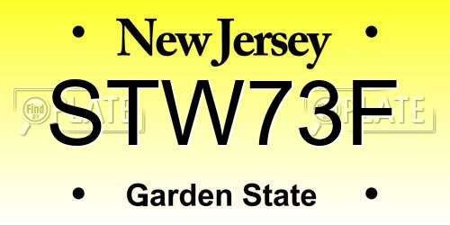 STW73F New Jersey License Plate
