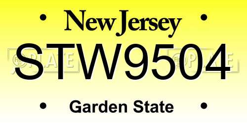 STW9504 New Jersey License Plate