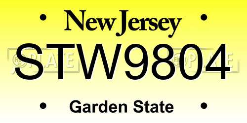 STW9804 New Jersey License Plate