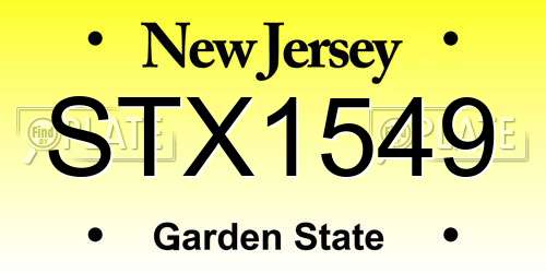 STX1549 New Jersey License Plate
