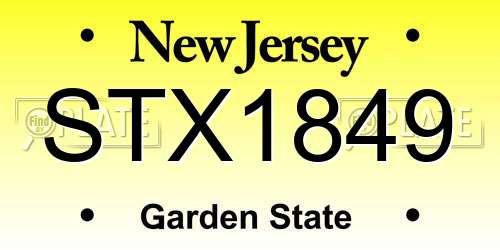 STX1849 New Jersey License Plate