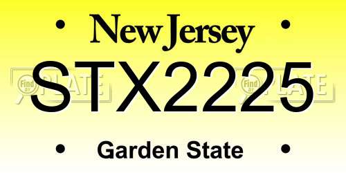 STX2225 New Jersey License Plate