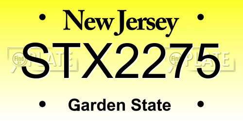 STX2275 New Jersey License Plate