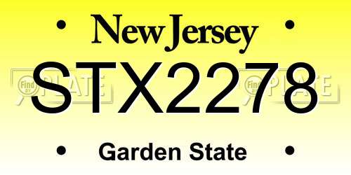STX2278 New Jersey License Plate