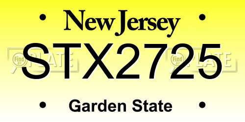 STX2725 New Jersey License Plate