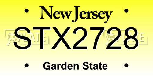 STX2728 New Jersey License Plate