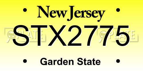 STX2775 New Jersey License Plate