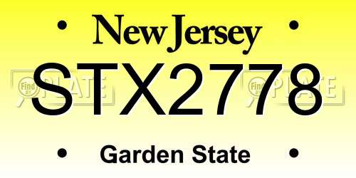 STX2778 New Jersey License Plate
