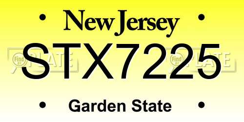 STX7225 New Jersey License Plate