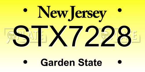 STX7228 New Jersey License Plate