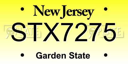 STX7275 New Jersey License Plate