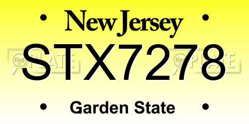 STX7278 New Jersey License Plate