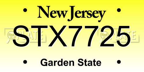 STX7725 New Jersey License Plate