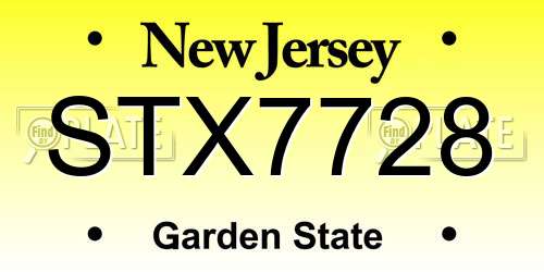 STX7728 New Jersey License Plate