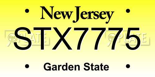 STX7775 New Jersey License Plate