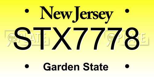 STX7778 New Jersey License Plate