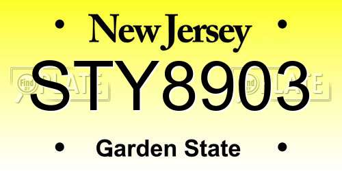 STY8903 New Jersey License Plate