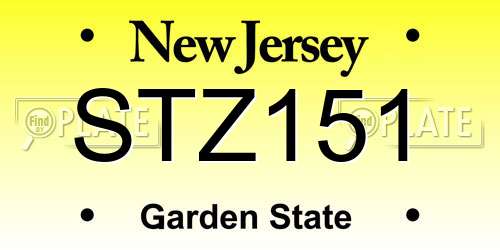 STZ151 New Jersey License Plate