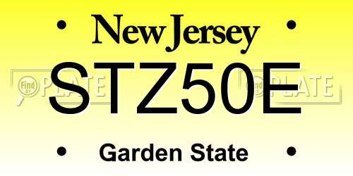 STZ50E New Jersey License Plate