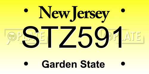 STZ591 New Jersey License Plate