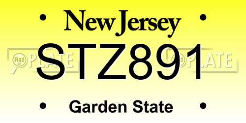 STZ891 New Jersey License Plate