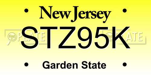 STZ95K New Jersey License Plate