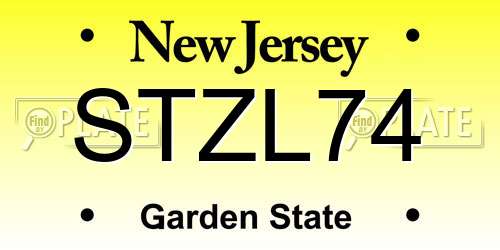 STZL74 New Jersey License Plate