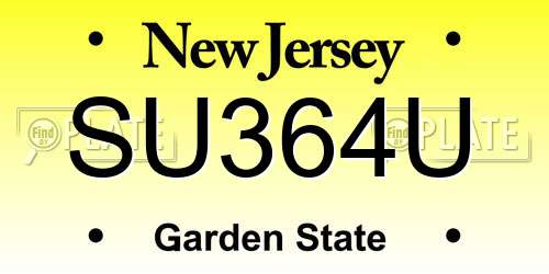 SU364U New Jersey License Plate