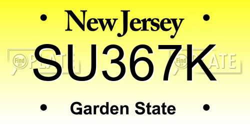 SU367K New Jersey License Plate
