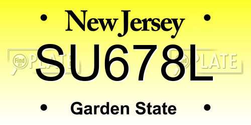SU678L New Jersey License Plate