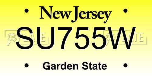 SU755W New Jersey License Plate