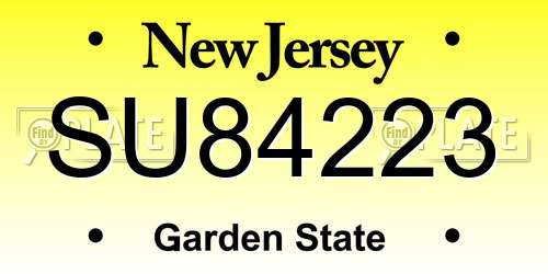 SU84223 New Jersey License Plate