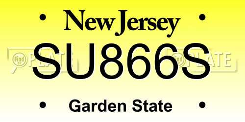SU866S New Jersey License Plate