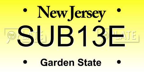 SUB13E New Jersey License Plate