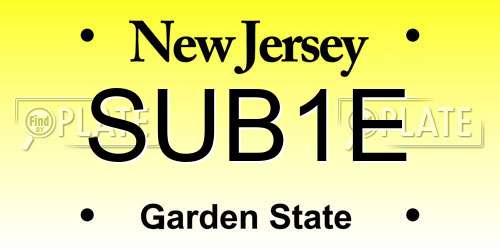 SUB1E New Jersey License Plate