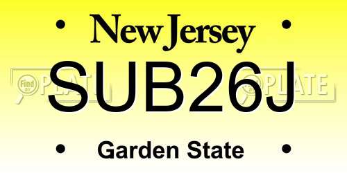 SUB26J New Jersey License Plate