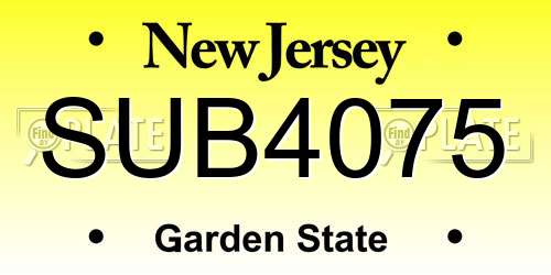 SUB4075 New Jersey License Plate