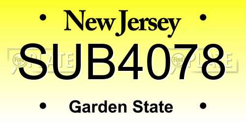 SUB4078 New Jersey License Plate