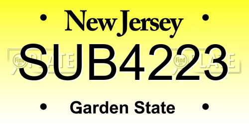 SUB4223 New Jersey License Plate