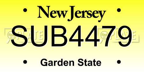 SUB4479 New Jersey License Plate