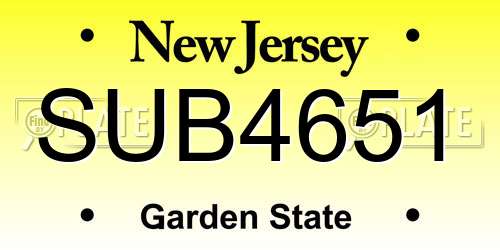 SUB4651 New Jersey License Plate