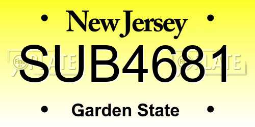 SUB4681 New Jersey License Plate